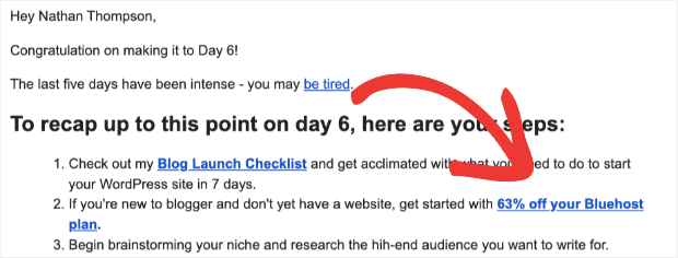 sending email with affiliate links 